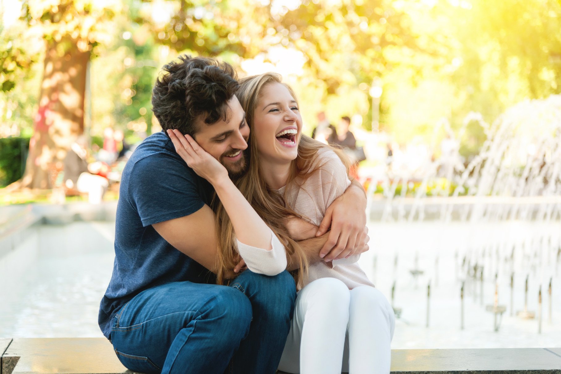 happy couple in the park